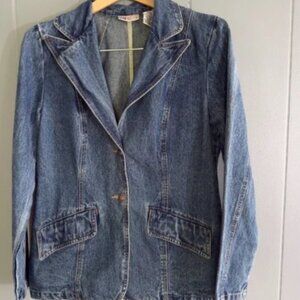 Vintage Faded Glory Denim Blazer Jacket Medium 100% Cotton Western Indie Style‎